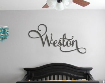 Large Custom Baby Wooden name sign up to 48" wide, nursery sign, over crib sign, nursery letters, family name sign, nursery decor
