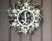 Wooden Snowflake Monogram, Wood Painted Monogram, Christmas decoration, Winter Wreath, Door Hanger, Wooden Initials, Wood Letters