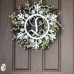 Wooden Snowflake Monogram, Wood Painted Monogram, Christmas decoration, Winter Wreath, Door Hanger, Wooden Initials, Wood Letters