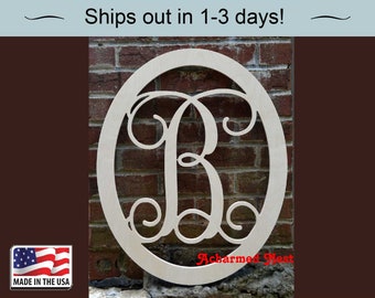 Wooden Initials - Door Hanger - Door Sign - Wooden Letters - Custom Monogram Initials - Large Letters - Room Decor - Custom letter