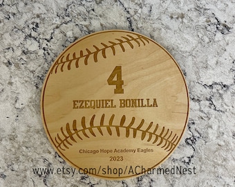 Wood Baseball Plaques Engraved  - Coach's Baseball/Softball Plaque - Personalized Graduation Gift Baseball Players