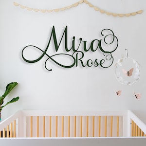 Large Custom First and Middle wood name sign up to 55" wide, Large nursery Name sign over Crib, Boy Or Girl Gender Reveal Name Art