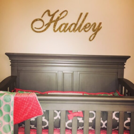 Gold Glitter Connected Wall Letters Wood Decor Baby And Image 0