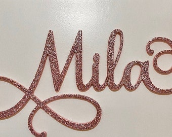 Gold Nursery Name Sign - Baby and Kids Nursery Decor - Wall Letters for Boy and Girl Nursery - GLITTER Letters - Wood Letters, Nursery Decor