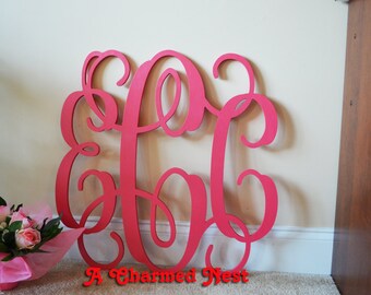 24 inch Wooden Monogram Letters- Wood Monogram- Wall Hanging- Vine Script Monogram- Nursery Decor- Wooden Letters - Couples Monogram, Wooden