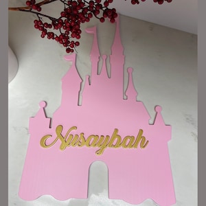 Princess Wood Castle Personalized Name - Birthday Backdrop Disney Castle Cutout - 3D Wall Sign Custom Castle Name - Girl Princess Theme Sign
