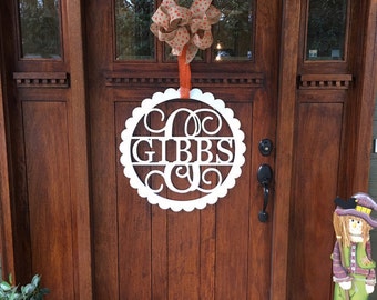 Monogram Door Hanger - Monogram Door Wreath - Family Name Sign - Wood Sign - Housewarming Gift - Wooden Name, Family Monogram, Last Name