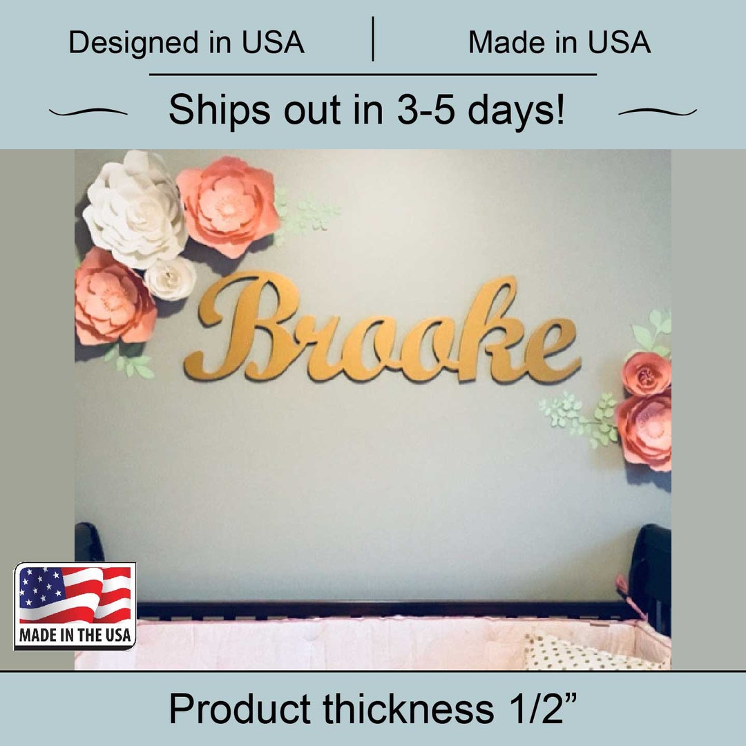 Wall Name Painted Wooden Word Script Name Wall Hanging Etsy