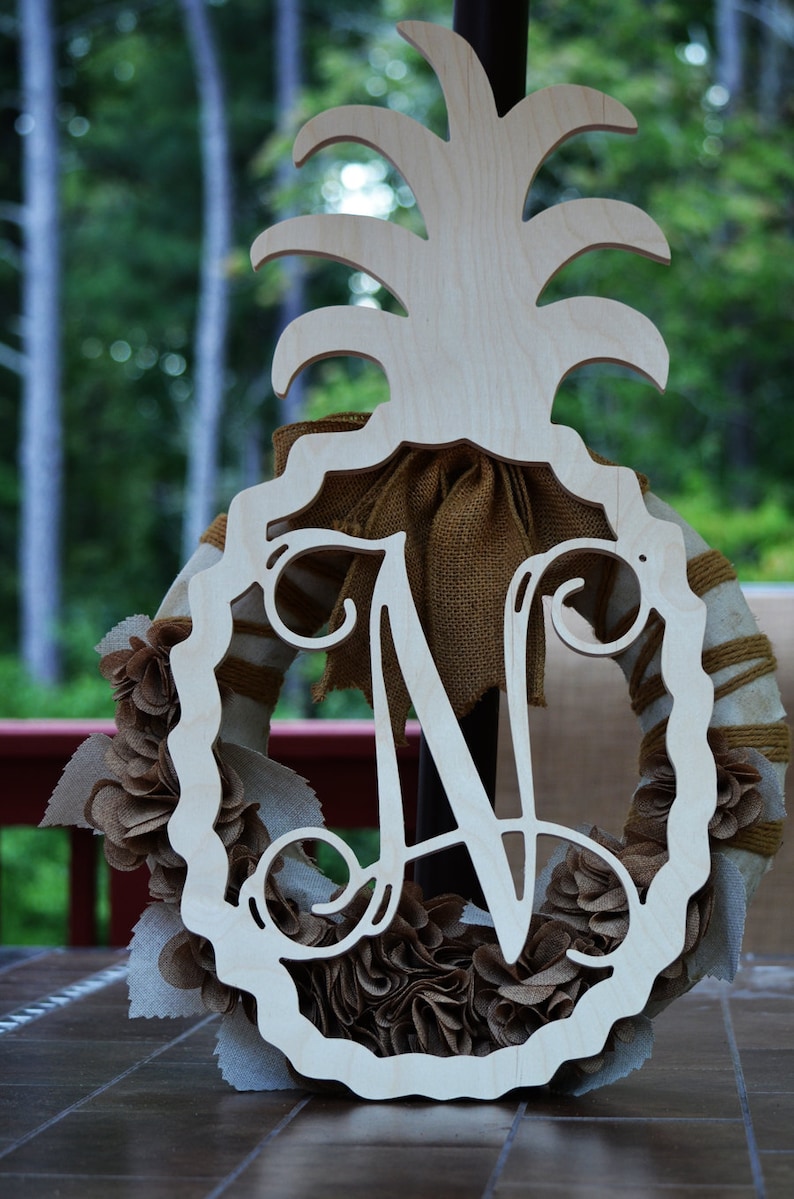 Monogram Door Hanger Pineapple Welcome Wood Shape Image 0