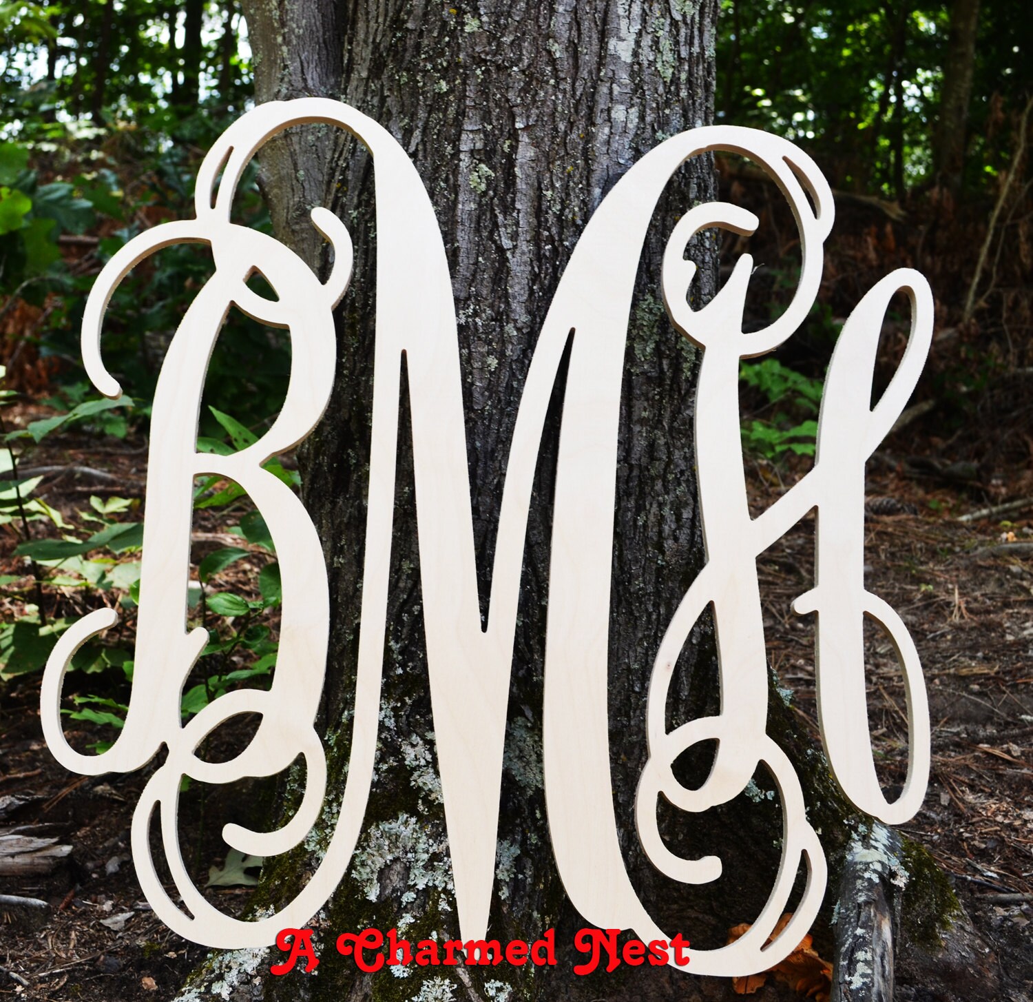 Wooden Monogram Wall Decor Vine Monogram Wooden Letters Etsy