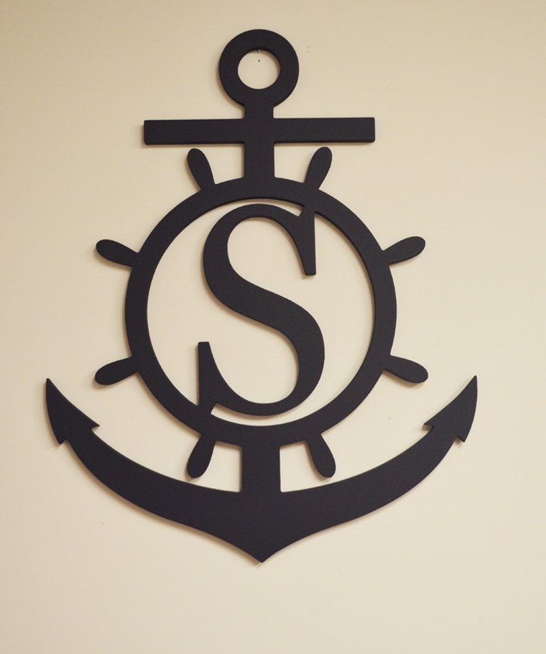 Anchor Monogram Wooden Letters Ship Wheel Monogram Decor Etsy