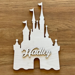 Princess Wood Disney Castle Personalized Name - Birthday Backdrop Decor Disney Sign Cutout - 3D Wall Sign Custom Castle Name Art