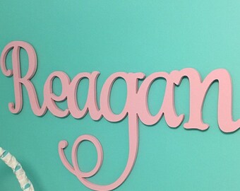 Wooden Name Wall Hanging - Wall Letters - Baby Girl Nursery Decor - Name Door Hanger - Painted Wooden Name - Wood Word Sign - Reagan Name