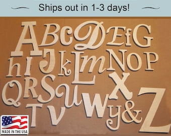 Alphabet Set Unfinished Wooden Alphabet Set Unfinished Wooden Alphabet Set in Mixed Fonts and Sizes wooden alphabet letter nursery wall art
