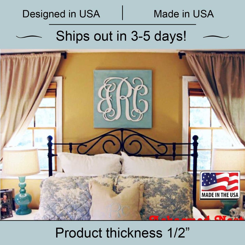 Wooden Wall Monogram Painted Letters 24 X 30 Wood Decor Bedroom Art Hanging