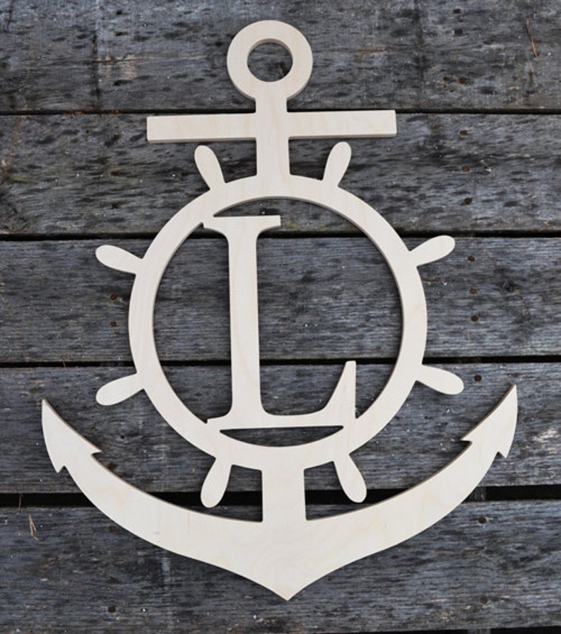 Anchor Monogram Wooden Letters Ship Wheel Monogram Decor Etsy