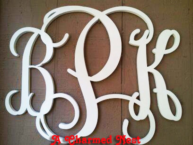 Wooden Monogram Wall Decor Vine Monogram Wooden Letters Couples Initials, Wall Sign Nursery Decor Wall Hanging Letters in 24 x 24 size Bild 4