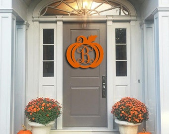 Wooden Pumpkin Monogram, Door Hanger, Monogram Door Wreath, Fall Decor, Happy Y'all, Thanksgiving Decor, Wooden Initials, Wooden Letters