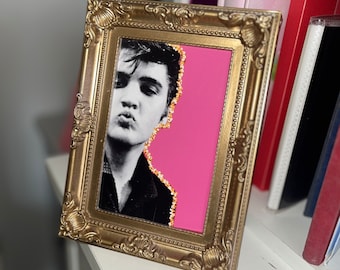 Elvis Presley pink and gold print only 6x4”