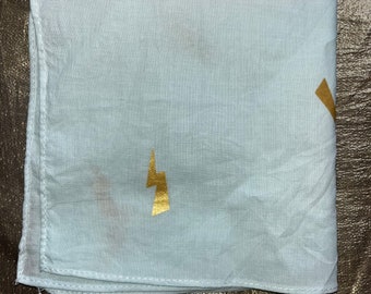 Mint green handkerchief with gold lightning pattern