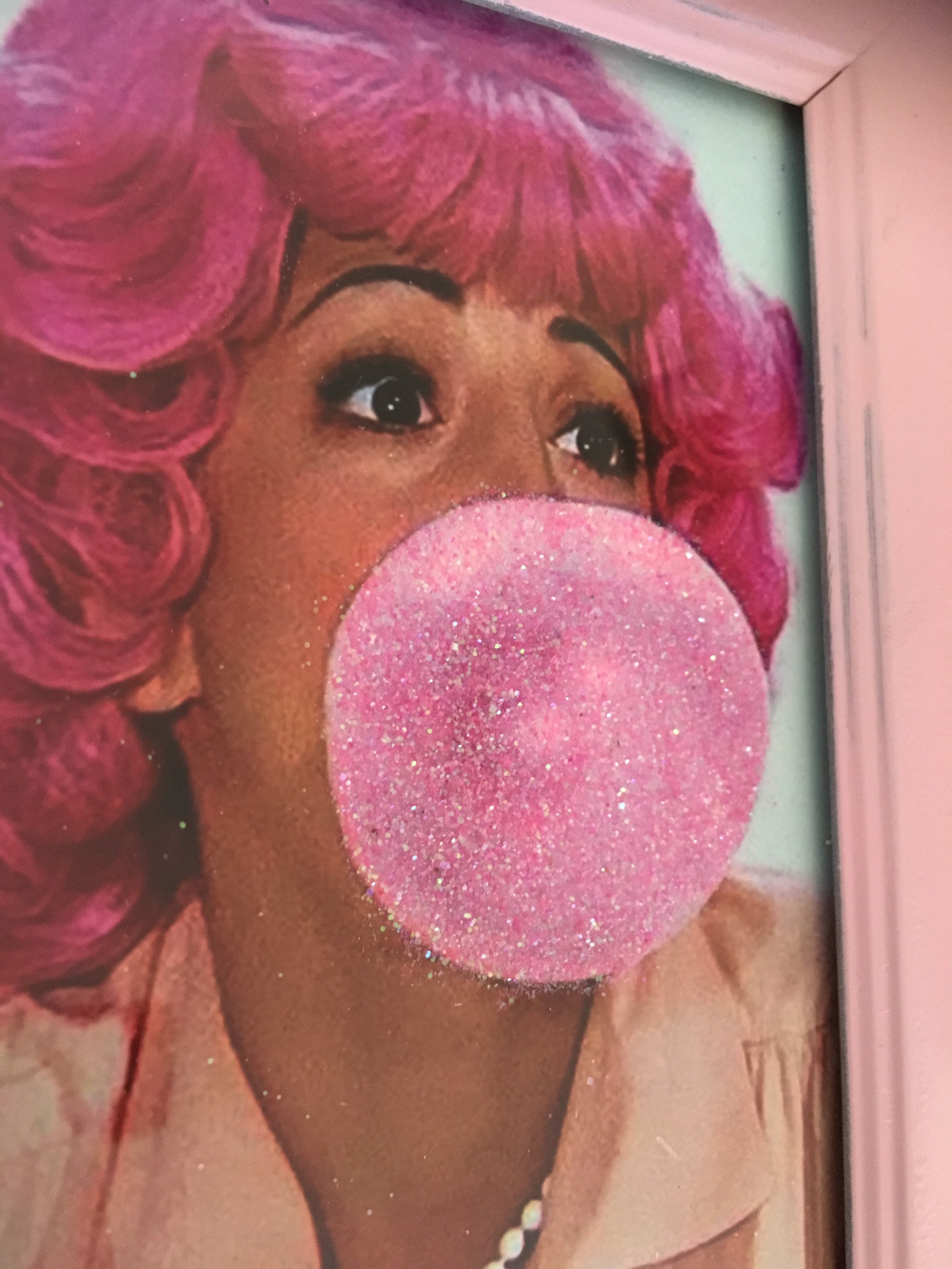 Frenchie Grease Bubblegum colour print in gold frame 6x4 Etsy