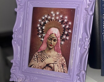 Pink haired Virgin Mary print only 6x4”