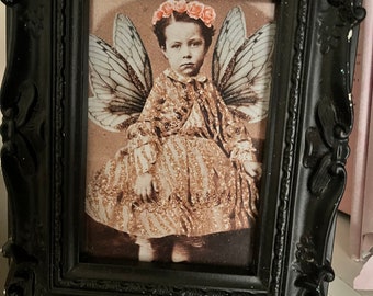 Vintage child with wings print 6x4”