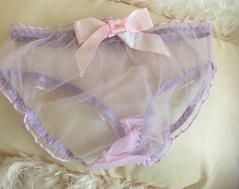 Lilac sheer panties size small rose bud