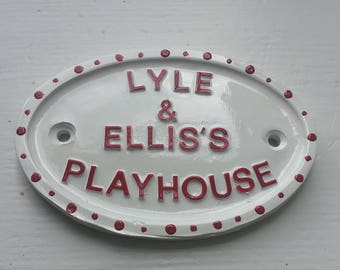 colour choice , Personalised Text  , with white Background   Size1 ,Playhouse