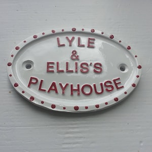 colour choice , Personalised Text  , with white Background   Size1 ,Playhouse