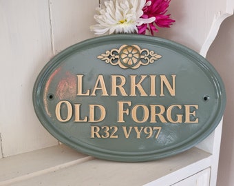 House Name Plaque - Sage Green & Gold