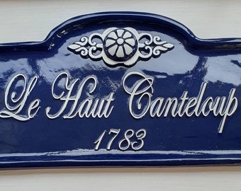 Haus Name Plakette (Schriftstil) Antik Blau