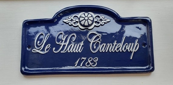 House Name Plaque (script style) Antique Blue