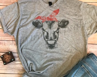 Cow Bandana Farm Lover Shirt for Women