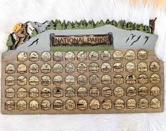 National Park Tracker Map, Travel Lover Gift, Handmade Wood Travel Map