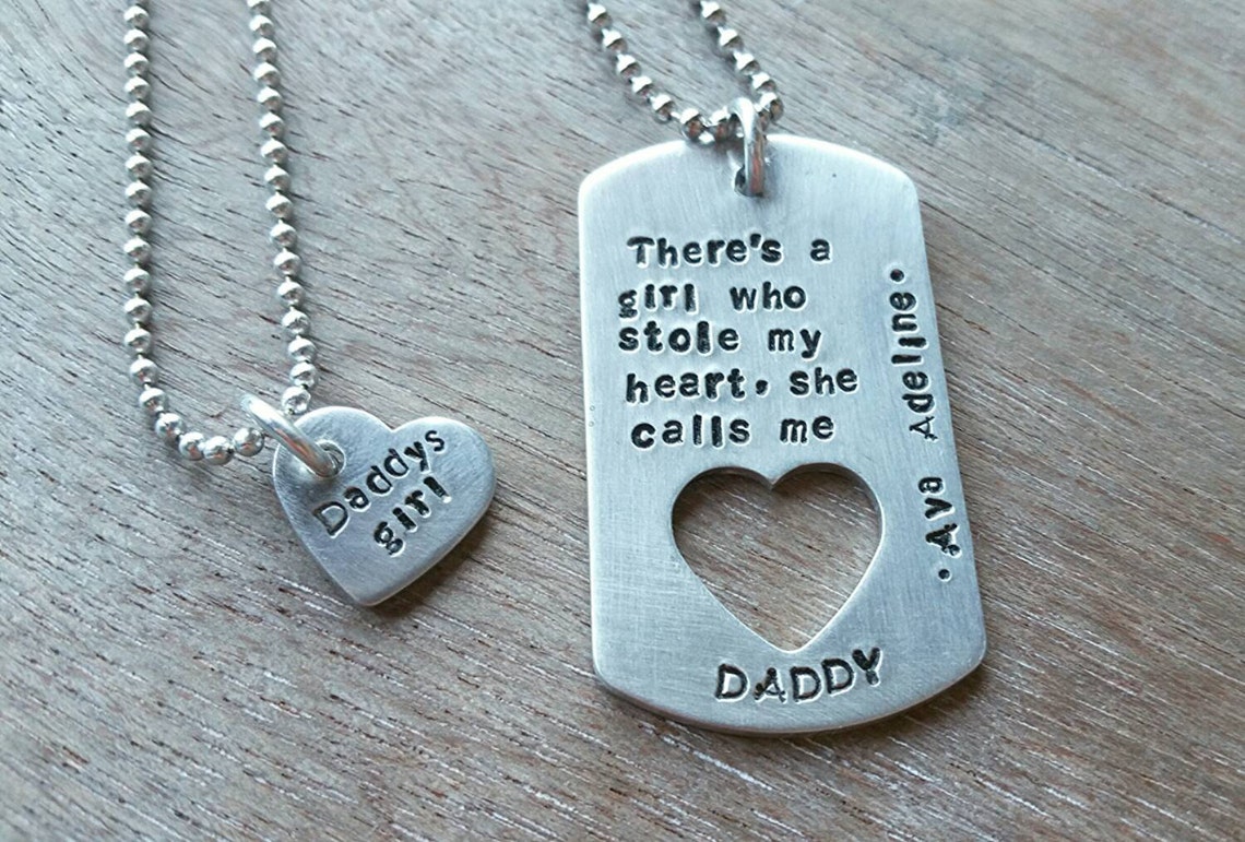 Personalized Fathers Necklace Mens Family Necklace Daddy Etsy