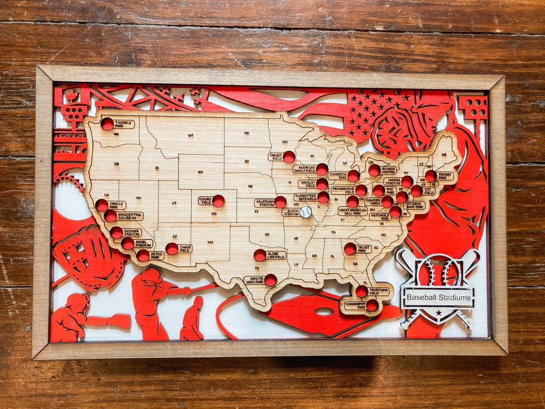 Handmade Wood Baseball Stadium Tracker Map: Sports Lover Gift - Etsy