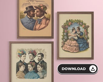 Bulk PRINTABLE  - chromolithography - late 19th century art - queer art Spirit - Inclusive Wall Decor - LGBT ART