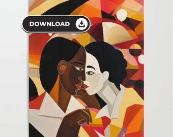 PRINTABLE - Modern art Queer couple - download print  - queer art Spirit - Inclusive Wall Decor - queer art - LGBT art