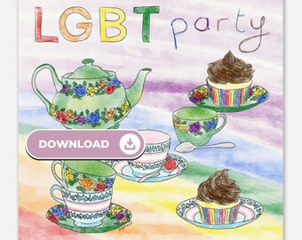 DRUCKBAR - quadratische LGBT-Party - Download-Druck - queere Kunst Spirit - Inklusive Wanddekoration - queerer Humor - subtile LGBT-Kunst