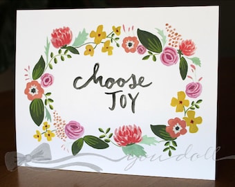 Choose Joy - Floral Wreath Print