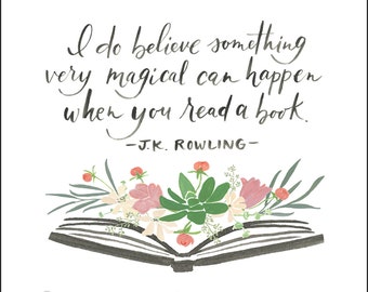 Flower Book - Print with J.K. Rowling quote