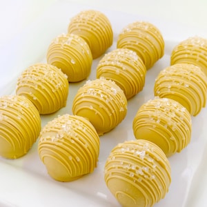 Sparkling Cake Truffles, Cake Bon Bons, Cake Pops, Cake, Birthday, Shower, Wedding, Favor, Citrine, Mustard, Yellow