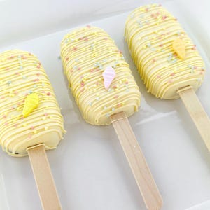 Cakesicles, Cake Pops, Lemon Yellow, Ice Cream Party, Birthday, Party, Shower, Celebrate, Gift Box, Favor