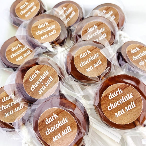 Dark Chocolate Sea Salt Hard Candy Lollipops