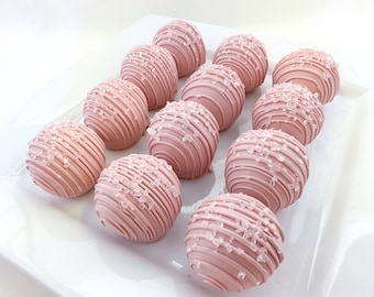 Sparkling Cake Truffles, Cake Balls, Cake Pops, Cake, Birthday, Shower, Wedding, Favor, Celebrate, Dusk, Rose, Pink, Mauve