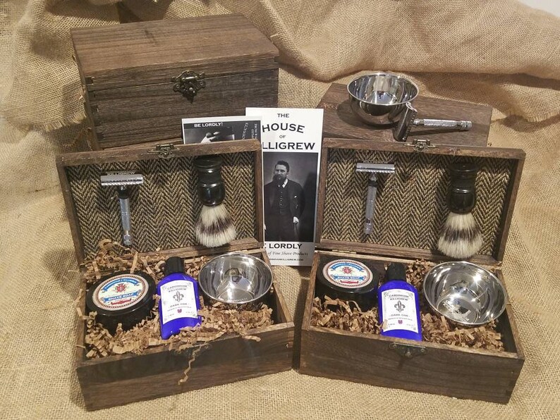 5 Sets Personalized Mens Gift Wood Shave kit Straight Etsy