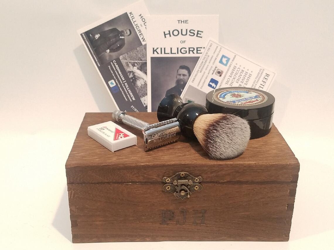 Personalized Shaving Kit Wooden Shave Kit Groomsmen Gift Box Etsy