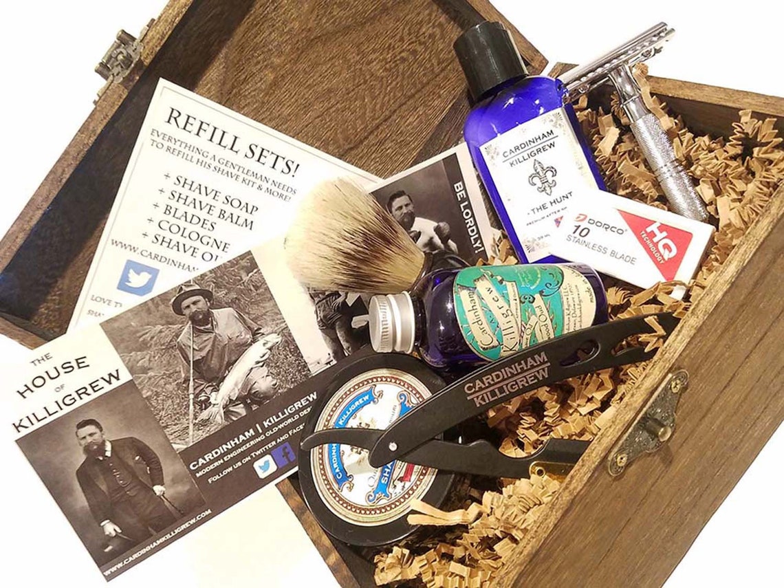 Vintage Look Personalized Shave Kit With Straight Edge Unique Etsy