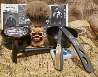 Pirate Skull Shave Set Gift - mens gift pirate gift skull gift men anniversary gift mens birthday gift for men shaving gift shave brush soap